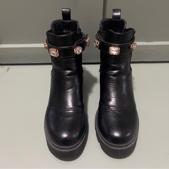 SUGAR Black Chelsea Boots with optional Rhinestone Embellishments size 8 - Picture 2 of 8